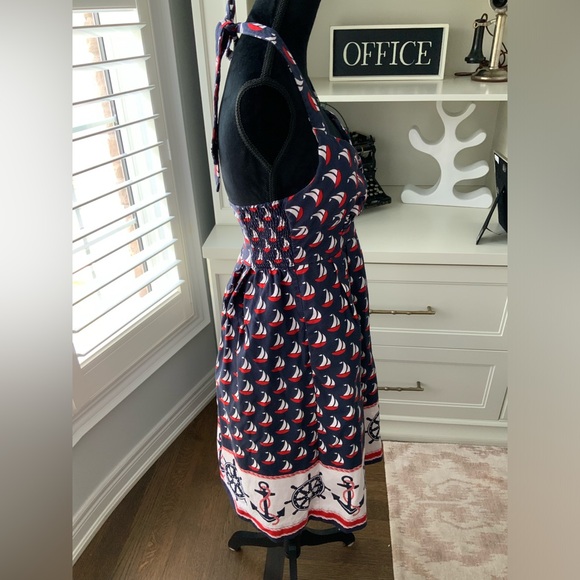 ANTHROPOLOGIE Postmark Winward Nautical Sailboat Halter Dress Women’s SZ USA 2 - Picture 12 of 16